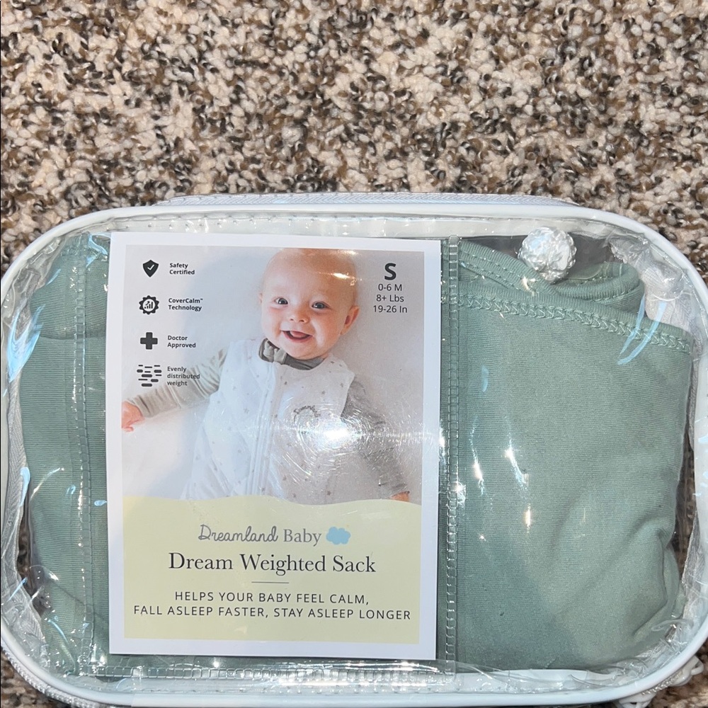Dreamland Baby Green Dream Weighted Sleep Sack 0-6 MONTHS SMALL 8+ lbs